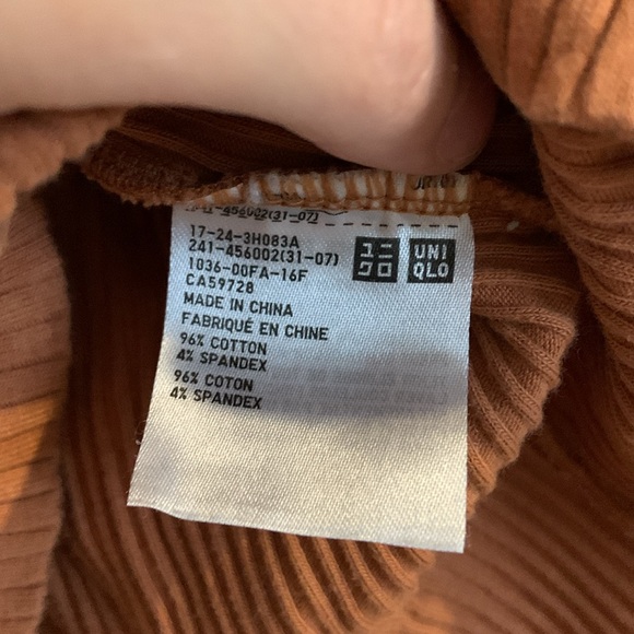 UNIQLO - copper colour long sleeve ribbed crop top - Picture 3 of 4
